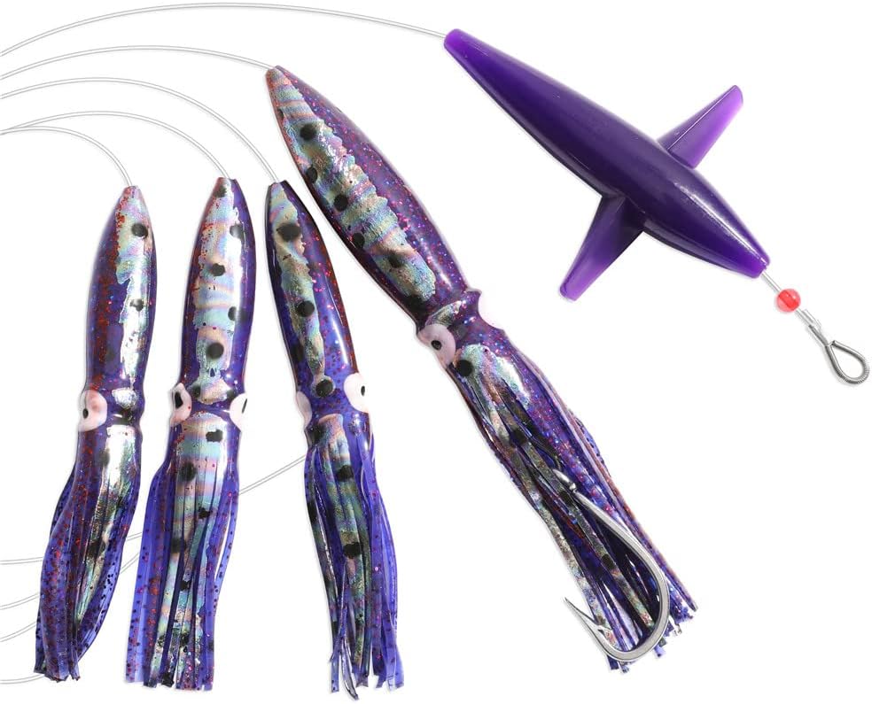 OCEAN CAT Saltwater Squid Trolling Lure for Marlin Tuna Mahi Dolphin Durado Wahoo Trolling Lures Free Mesh Bag Offshore Big Game Lures