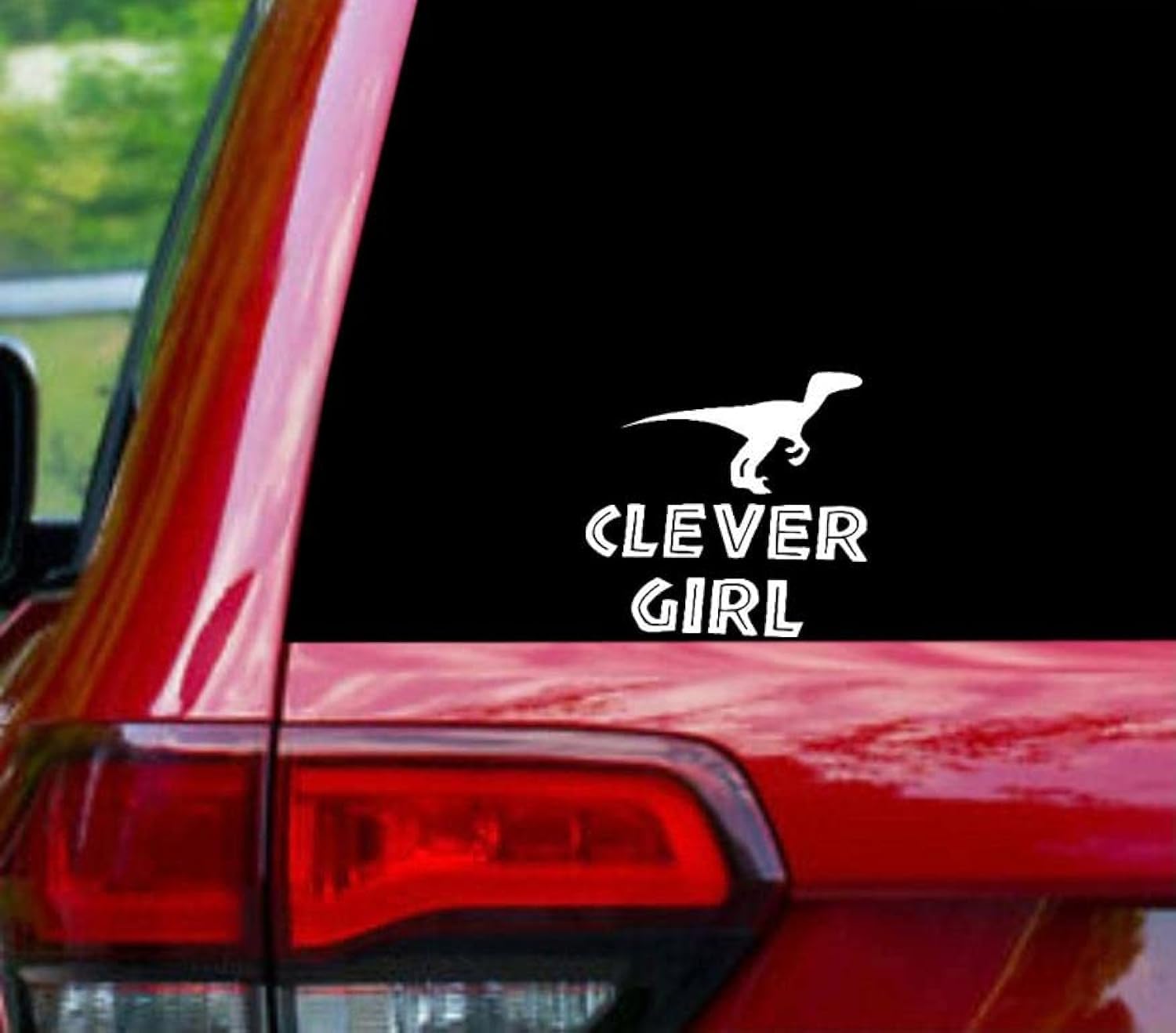 Clever Girl Velociraptor Decal Raptor Dinasour Vinyl Sticker for Cars, Trucks, Vans, Walls, Laptop - White - 5 x 4.5 inches