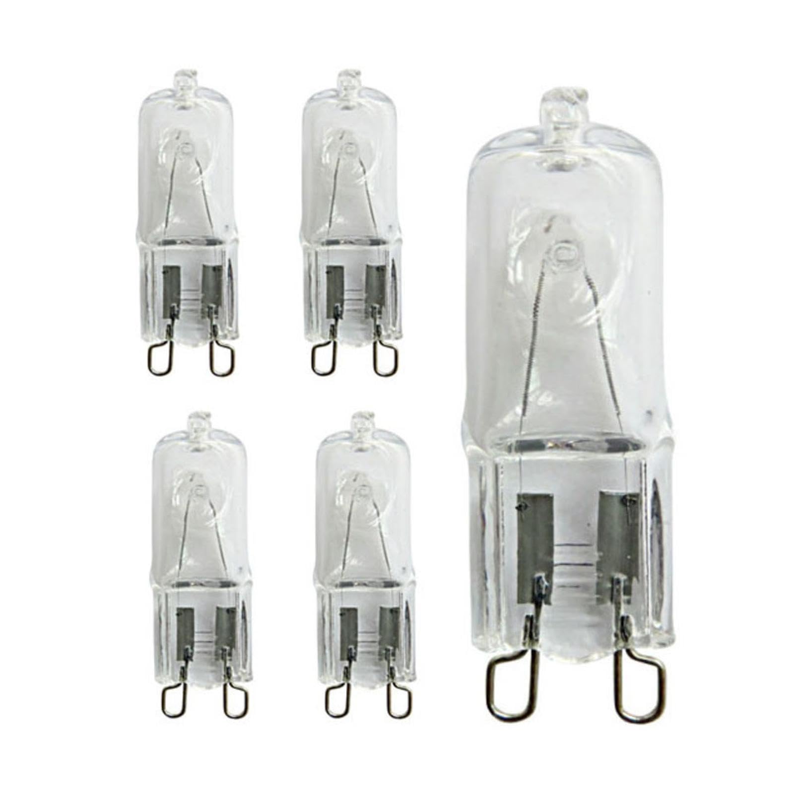 UGEFKMQ 5Pc G9 Halogen Bulb Capsule 230V 25W 28W 40W 60W G9 Halogen Light Bulbs 2 Pin Base Jc Type T4 Bi-Pin Dimmable Xenon Small Light Bulb Warm White 25W