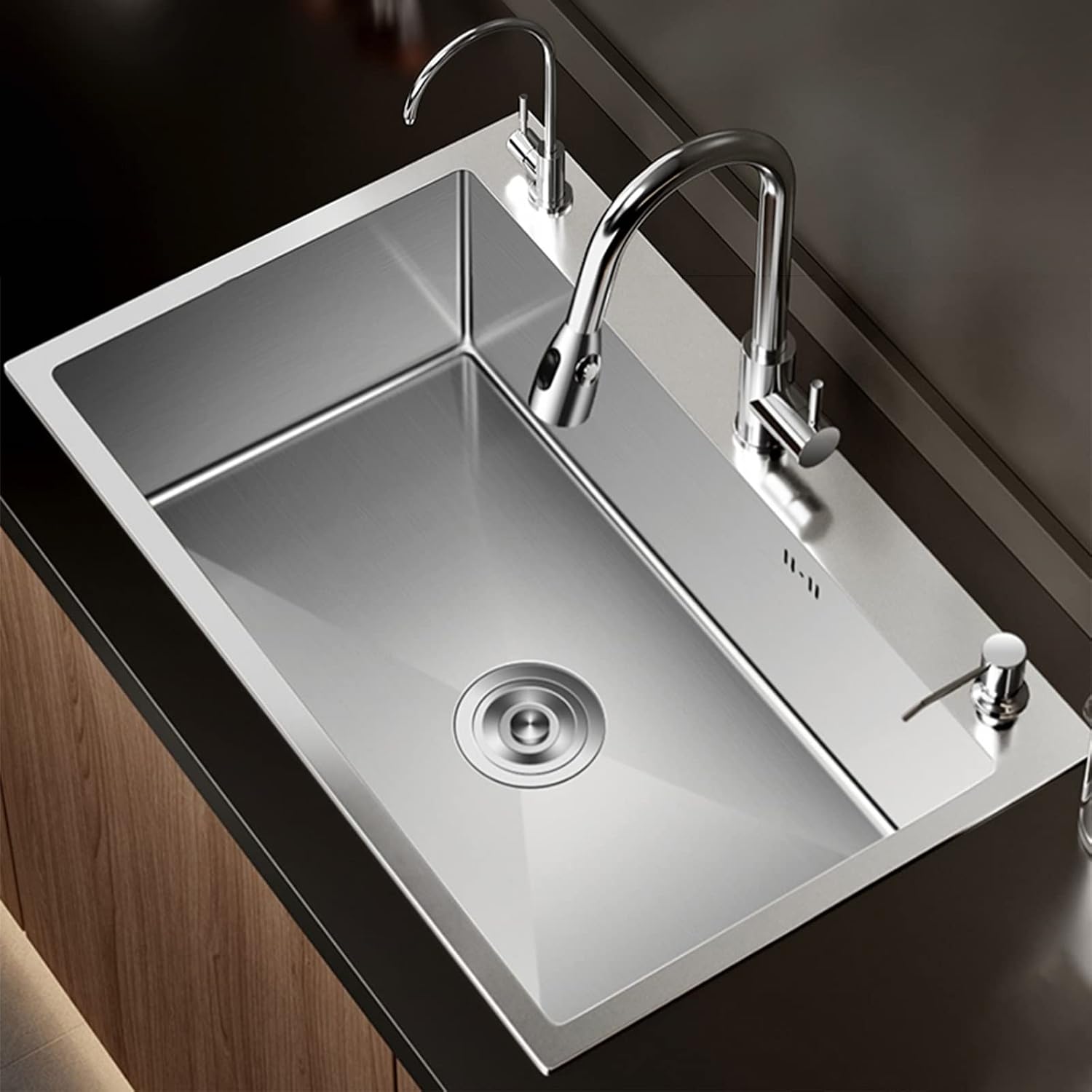 Amazon.co.jp: 簡易流し台 シングル ボウル ユーティリティ シンク 大容量 304 ステンレス スチール ナノ ファームハウス ...