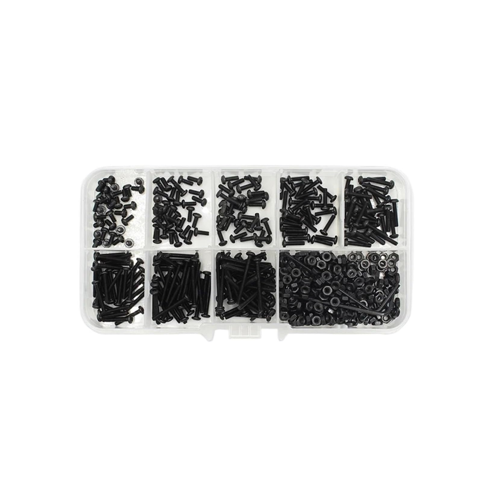 2510 Pcs M2 M2.5 M3 M4 M6 Hex Socket Round Button Head Screws, Nuts and Washers Kit, Grade 10.9 ISO7380 Allen Drive Fasteners Assortment(M2 482pcs)