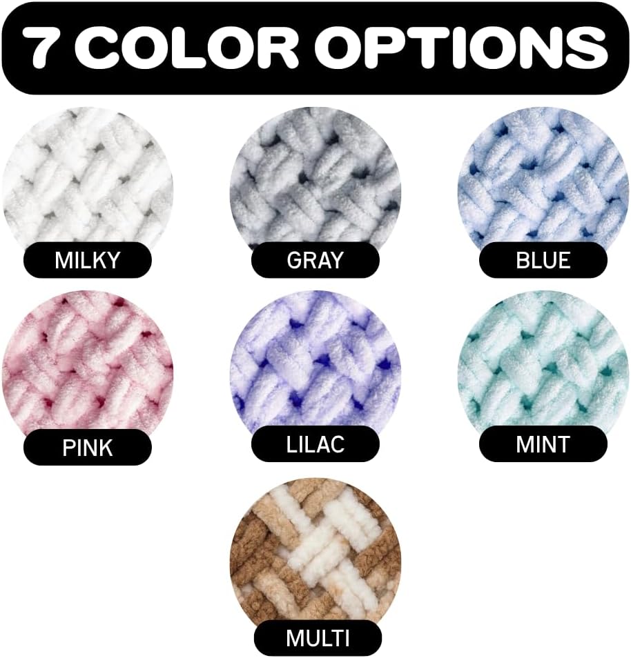 Beginner Craft Kit – Easy Loop Yarn Baby Blanket Kit for Adults & Kids, DIY Arm Knitting Kit with Soft Chenille Yarn, Perfect Handmade Gift (Pink)