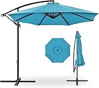 Best Choice Products 10ft Sky Blue Offset Cantilever Patio Umbrella - 8 Ribs, Crank Tilt Adjustment, Windproof Stability