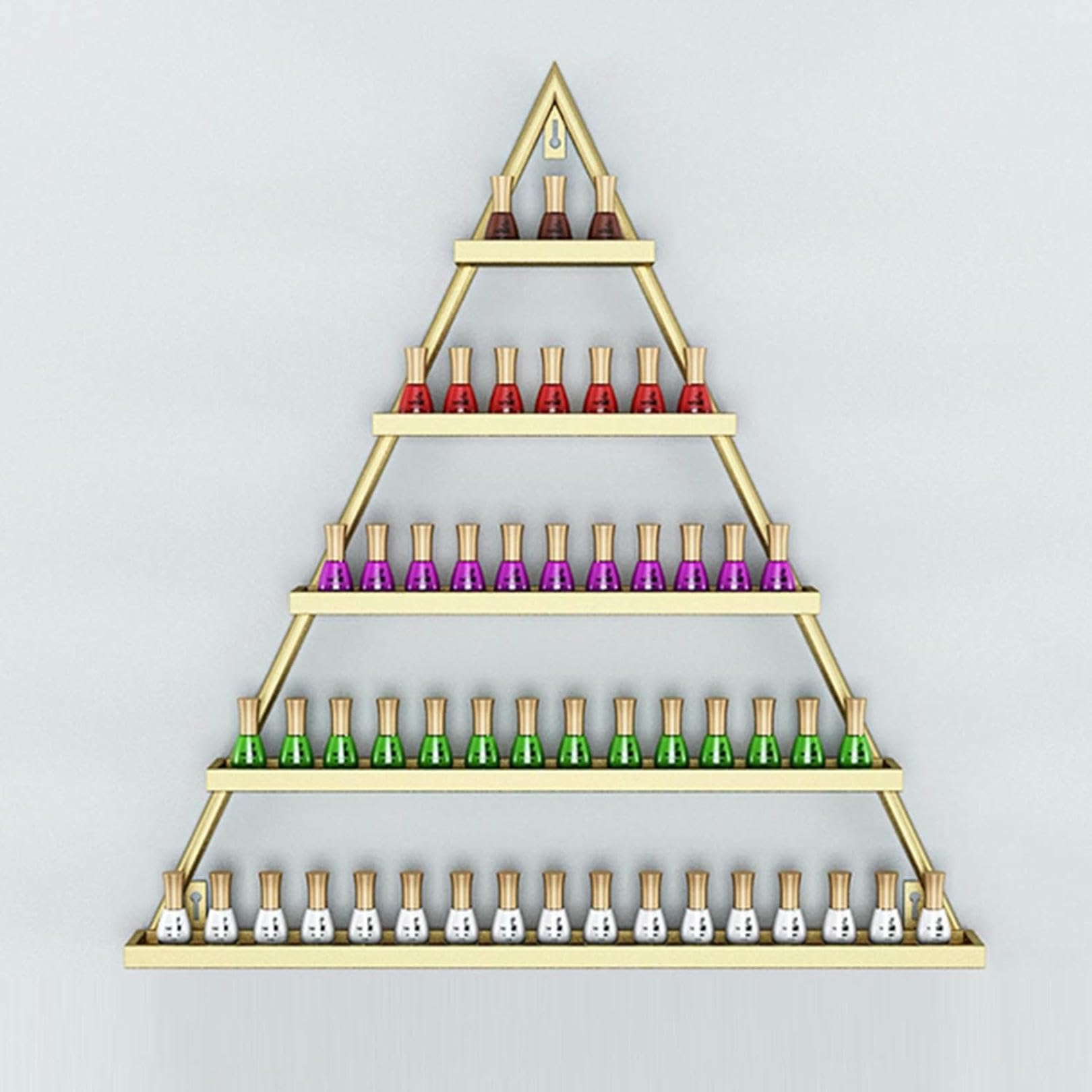 Présentoir mural pour vernis à ongles triangle en métal pour salon de manucure