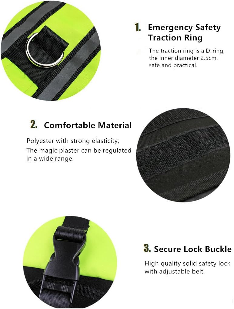 Dog Life Jacket Inflatable Pet Life Preserver Adjustable Air Sac Swiming Coat Safety Vest Fluorescent Green (S)