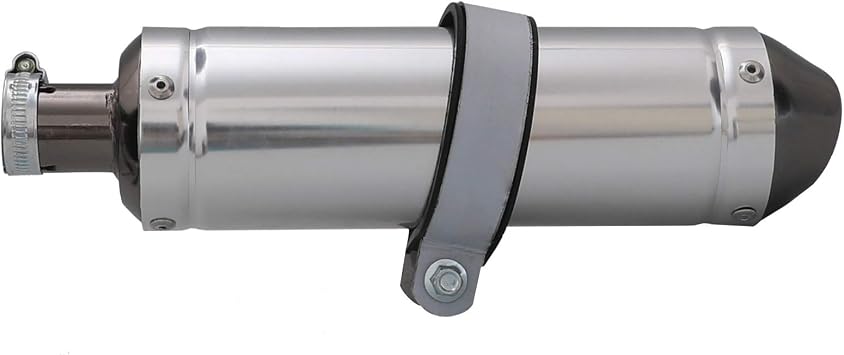 Sliver Exhaust Muffler Pipe 28mm, Dirt Bike Muffler 1.1 Compatible with CRF50 XR50 SSR Dirt Pit Bike 50cc 110cc 125cc 140cc 150cc with Clamp Gasket