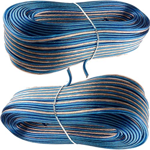 2X 100'ft feet 2 Cable 18 awg ag Gauge Blue Speaker Wire 200 FT Total