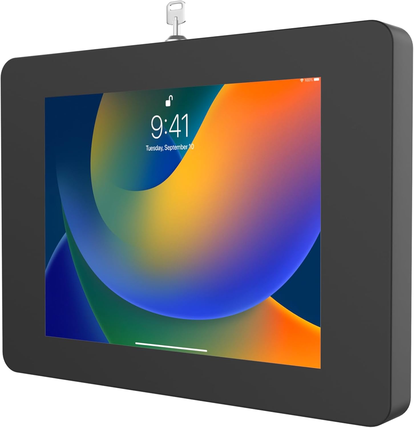 Locking iPad Wall Mount - CTA Anti-Theft Small Locking Tablet Enclosure w/ Key Lock & Interior Cable Routing for iPad Mini 1, 2, 3, 4, 5, 6, Samsung Tab A 8″, Lenovo Tab E8 - White- (PAD-PSWW)