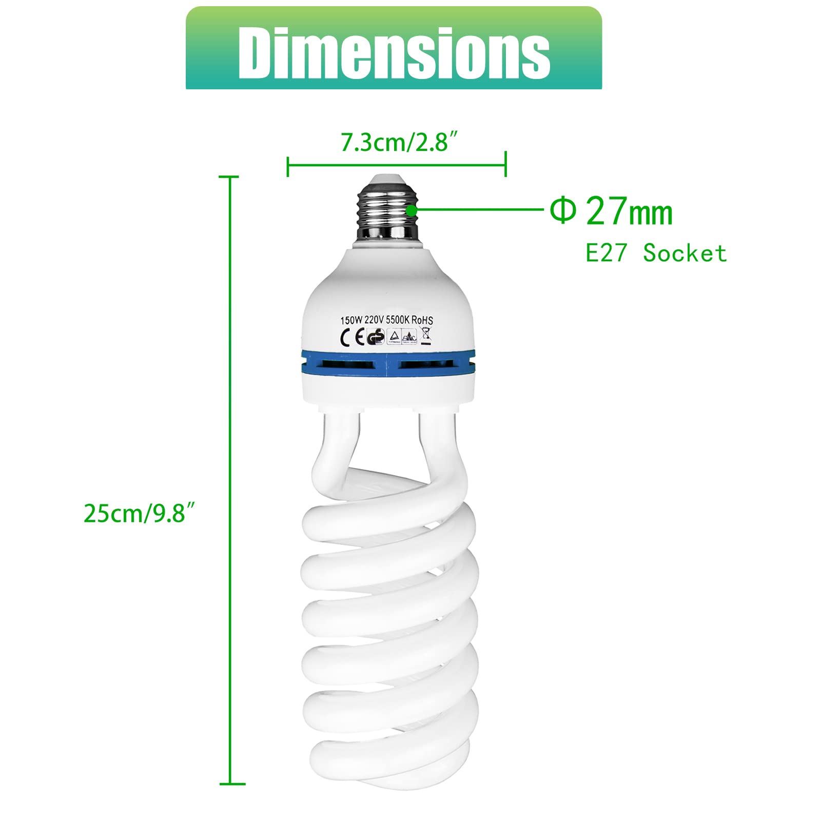 4 x lampa fotograficzna 55 W = 150 W 5500 K CFL lampa dzienna z trzonkiem E27 do oświetlenia studyjnego, oświetlenia wideo, fotografii, softbox