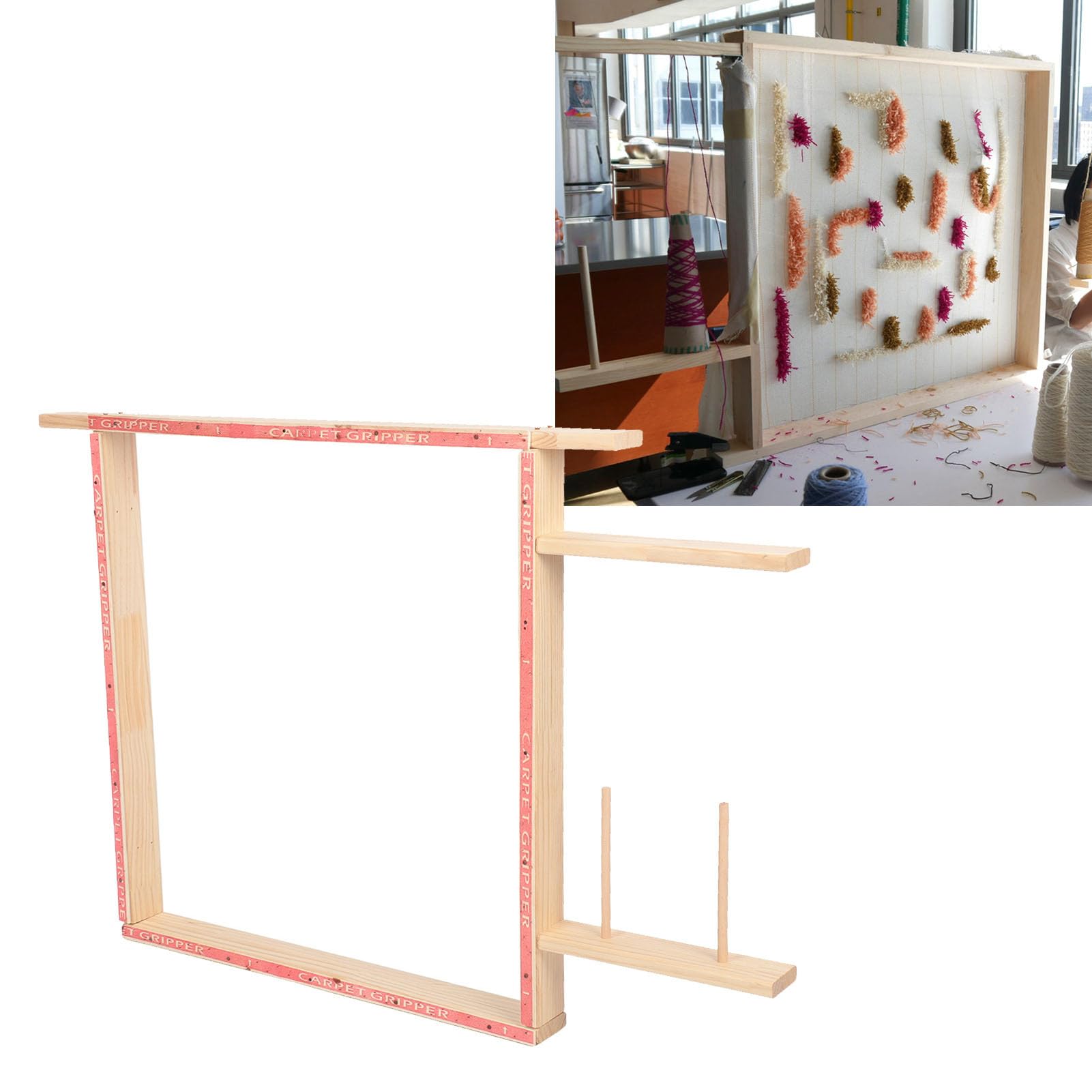 Tuftingrahmen für die Teppichherstellung, 35.4x35.4in Teppich-Tufting-Rahmen Einfache Montage Hölzerne Tuftingrahmen für die Teppichherstellung, Gobelinherstellung, DIY-Handwerk