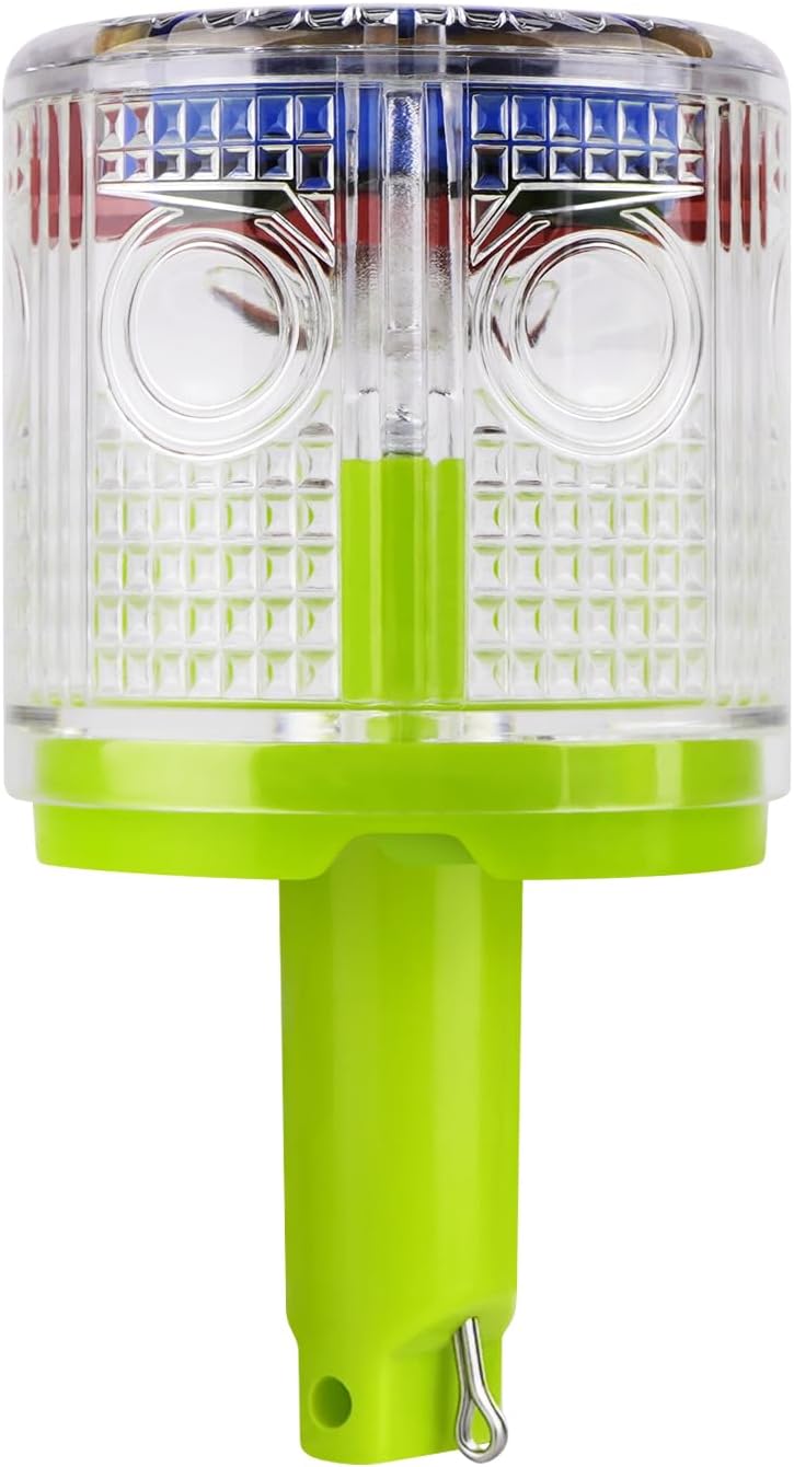 Aolyty Solar Strobe Warning Light 360 Degree Single Column Super Bright Waterproof IP48 for Construction Traffic Dock Marine Light Control Flashing (White)