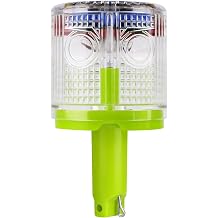 Aolyty Solar Strobe Warning Light 360 Degree Single Column Super Bright Waterproof IP54 for Construction Traffic Dock Marine Light Control Flashing White