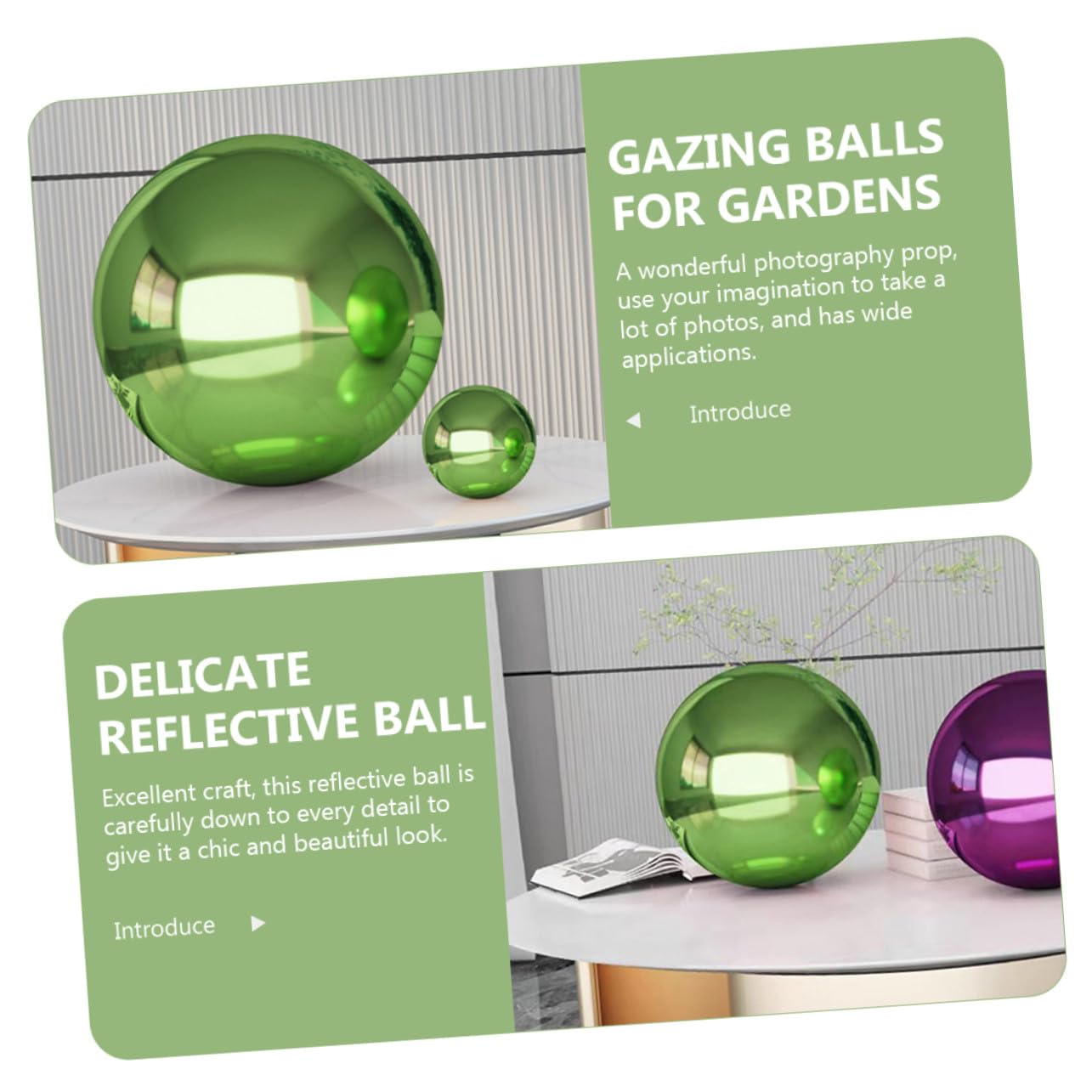 GALPADA Sfera Specchiata in Acciaio Inossidabile Verde Lucido Decorativa per Giardino Riflesso Brillante e Forma Sferica come Ornamento Esterno