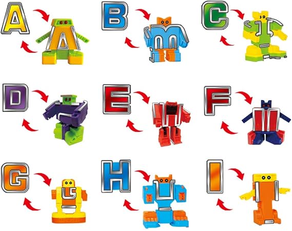 Cyeah Alphabet Robot Toys for Preschool Kids Education, Transforming Robotic Toys 26 Pieces