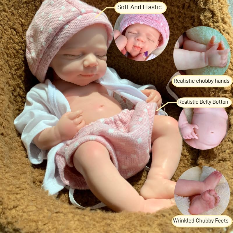 Muñeca bebé reborn de cuerpo completo de silicona 13 pulgadas miniatura 2