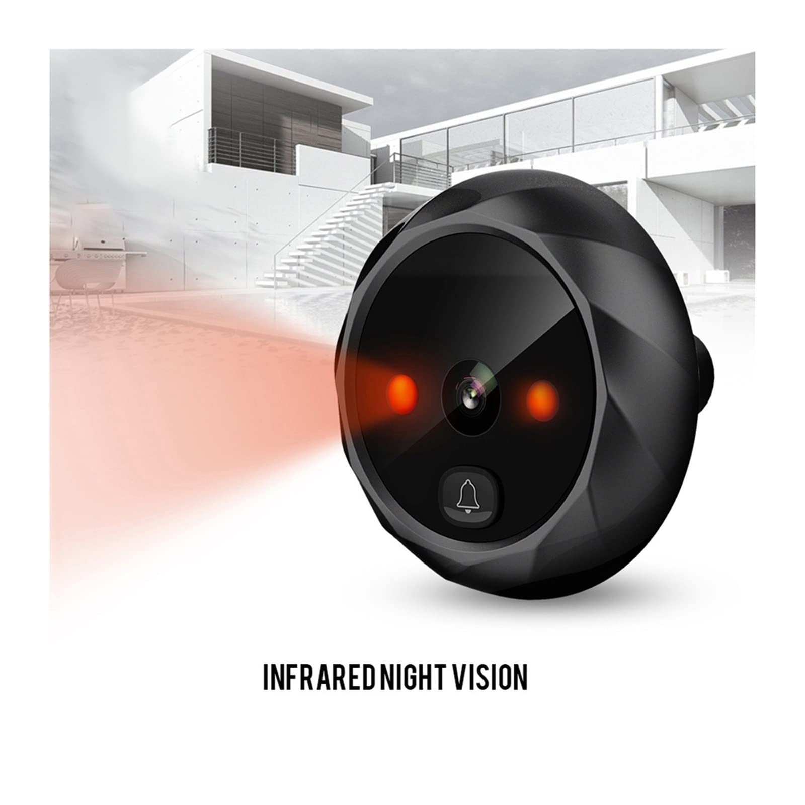 Videocamera per Campanello, Spioncino elettronico Campanello IR Night Door Spioncino Fotocamera Registrazione fotografica Digital Door Camera Smart Viewer,Allarme Casa,Citofono Smart