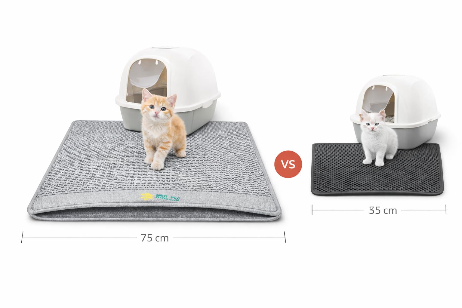 Tappetino Lettiera Gatto 75x55 cm XL | Tappeto per Lettiera Doppio Strato a Nido d'Ape | Tappetino Gatto Sabbia Impermeabile in Gomma EVA | Anti-Tracciamento, grigio