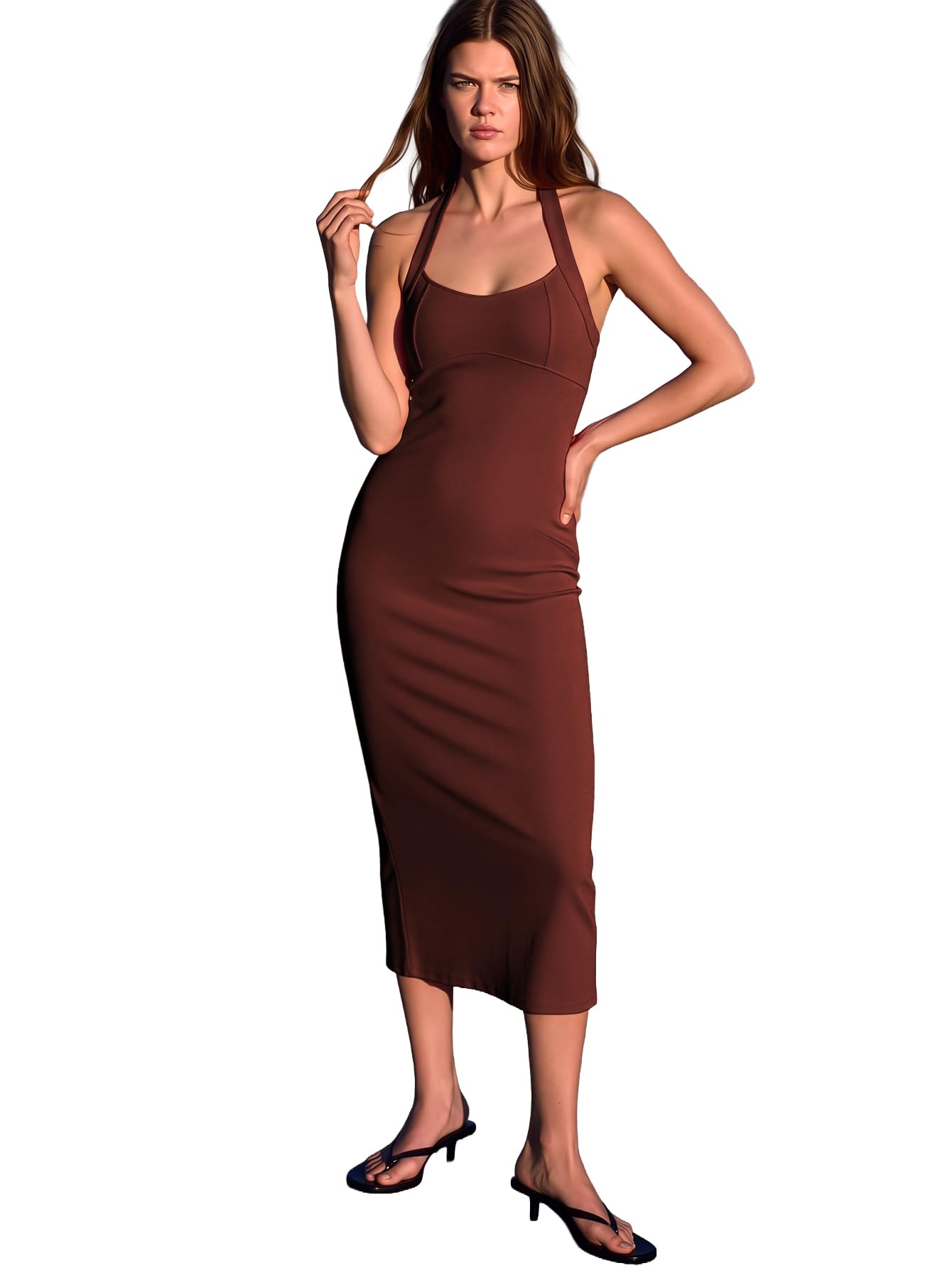 aahwan Solid Tube Halter Neck Stylish Bodycon Maxi Dress for Women's & Girl's-picture-16