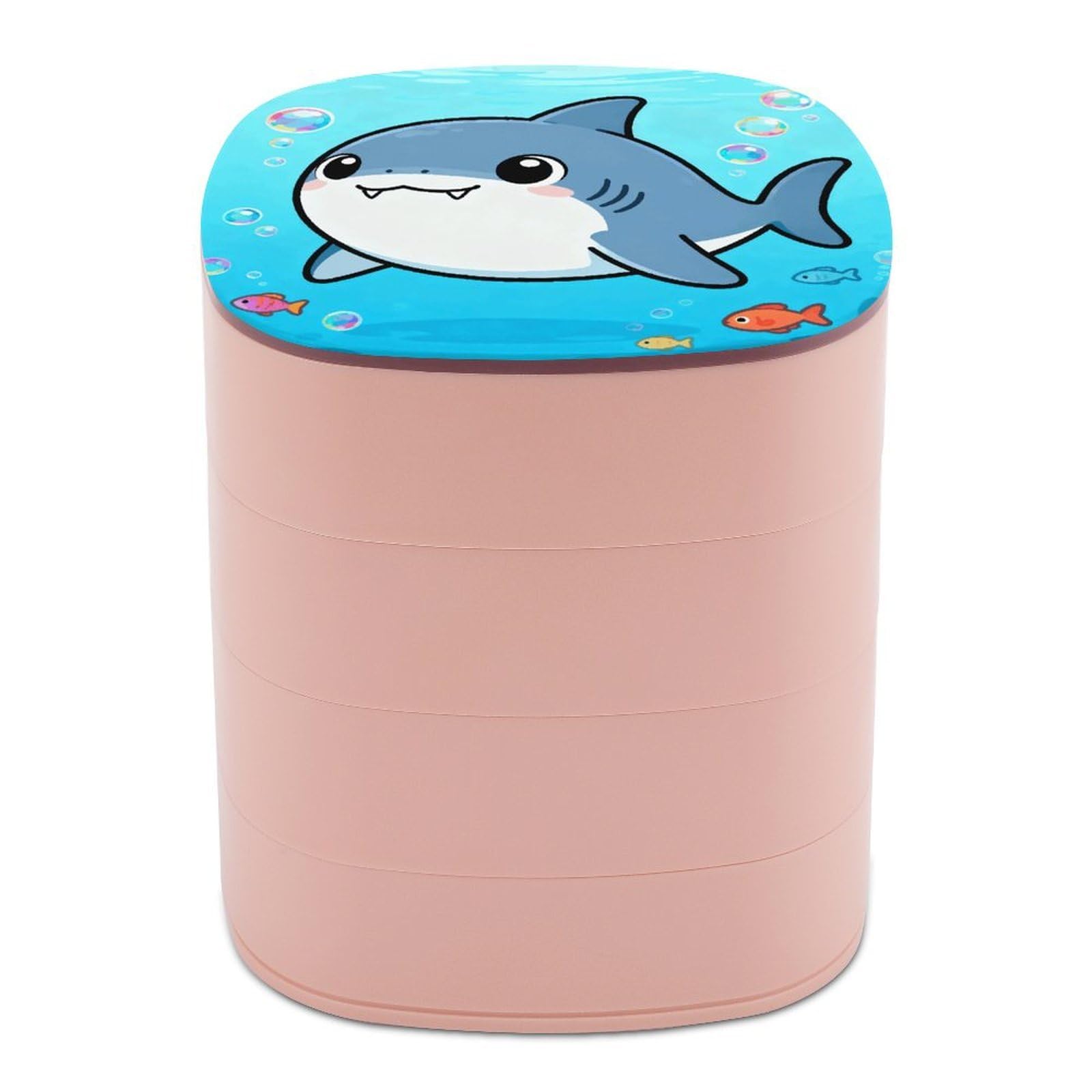 VstaDank 360° Rotating Shark Jewelry Box, Multi-Layer Large Capacity Jewelry Organizer for Earrings Necklaces Rings, Dustproof Desktop Storage Case for Women
