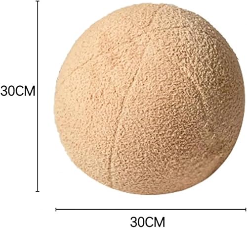 Miniatura 8 de Almohada de esfera redonda de 11.8 pulgadas, almohada de felpa para sofá, decoración del hogar (camello, 11.8 pulgadas)