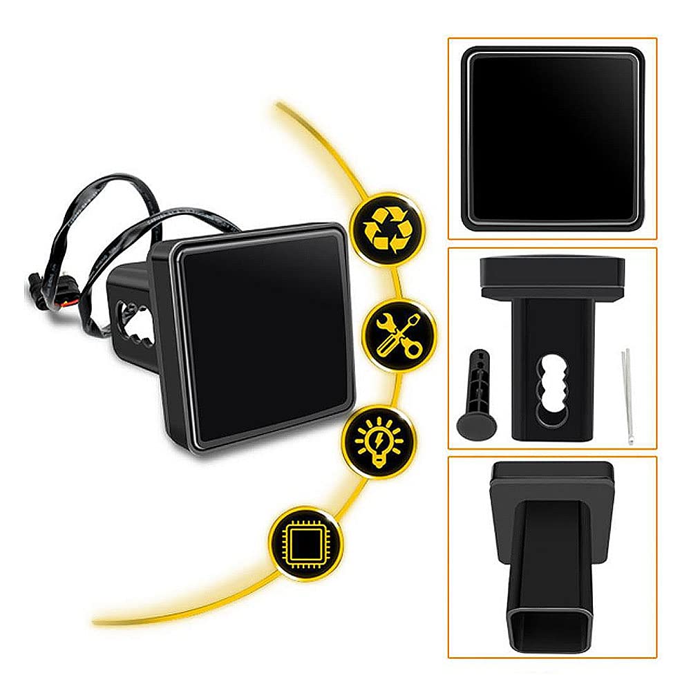 Riloer Car Tail Light Red Stop Brake Light Running Lamp Taillight, Fit for Trailer Truck Towing Pickup Hitch Receiver Cover, Smoke Lens High Brightness Red Light, 15 LEDs