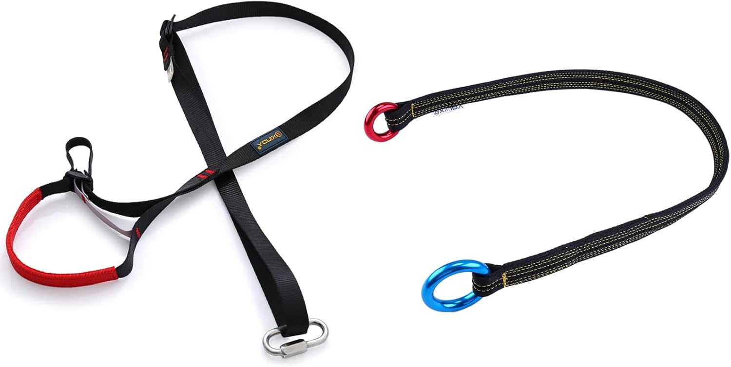 WILDKEN Adjustable Climbing Ascender Friction Saver Sling Foot Loop Ascender Webbing Sling for Outdoor Mountaineering, Rock Climbing, Expedition, Caving, Rescue and Aerial Work