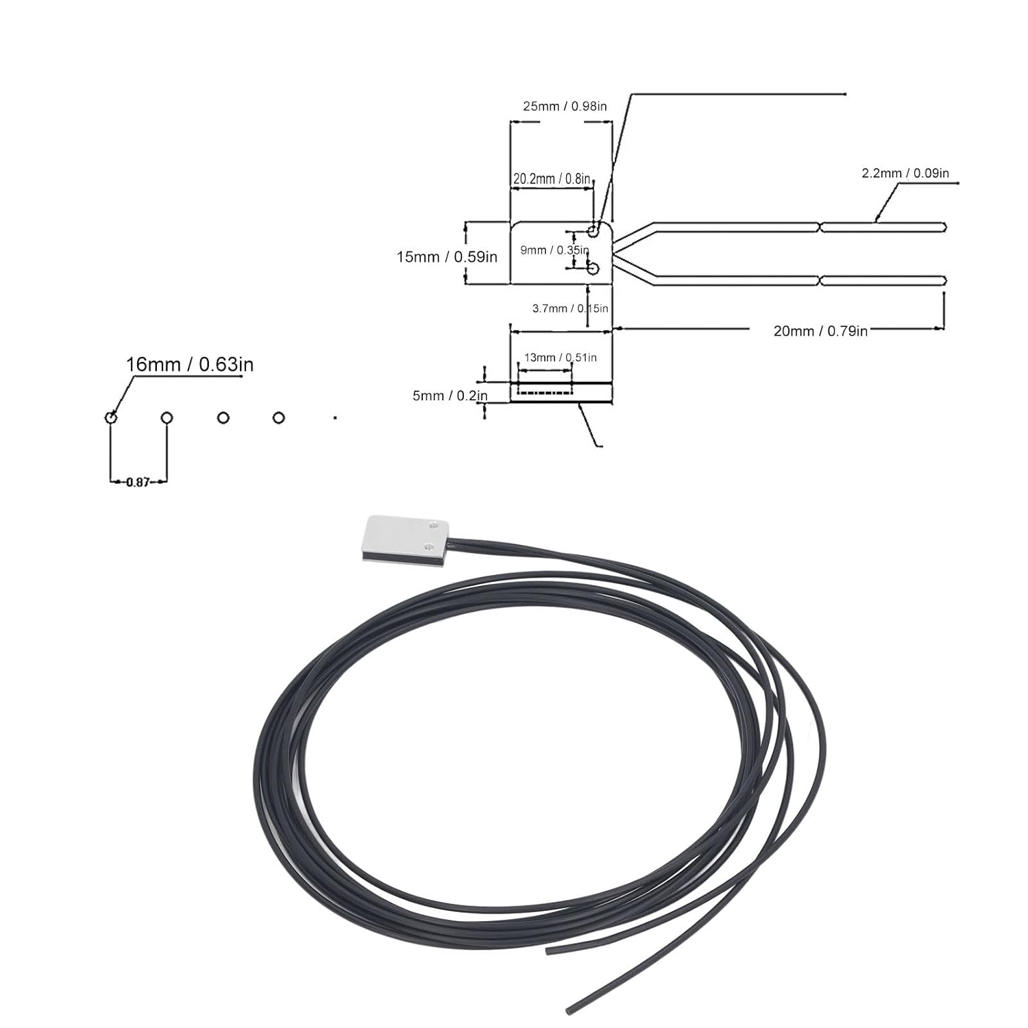Fiber Optic Sensor Array Reflective 18mm Probe 0700mm Detection Distance High Precision Optical Fiber Sensor for Industrial Automation Electronics Packaging ABS Metal Construction