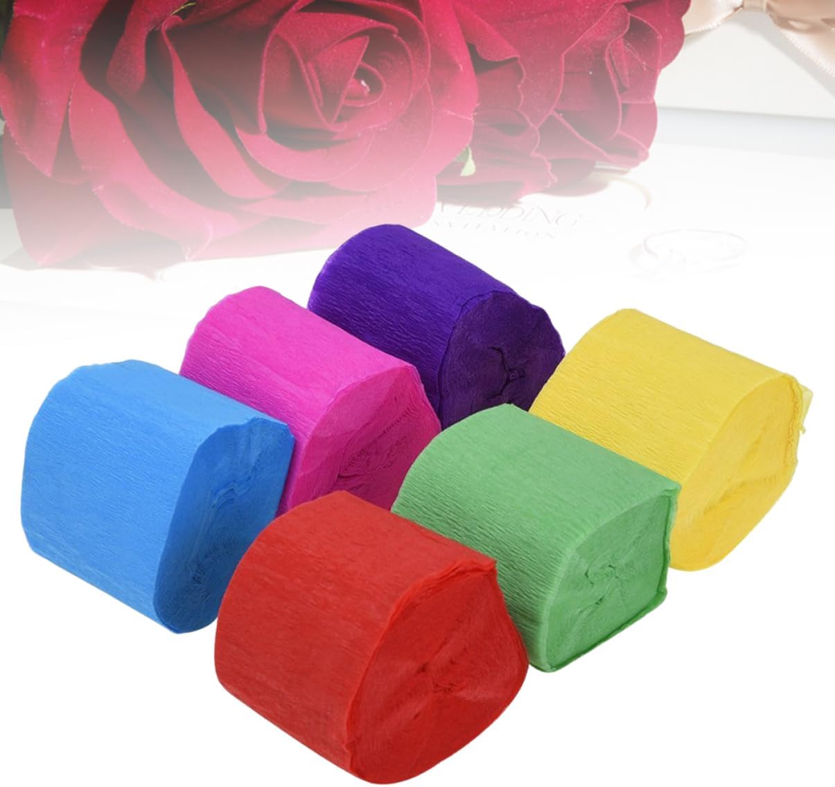 Luxshiny 9m Crepe Paper Rolls 6 Pack Streamer Party Decorations Non-Recycled for Birthday Wedding