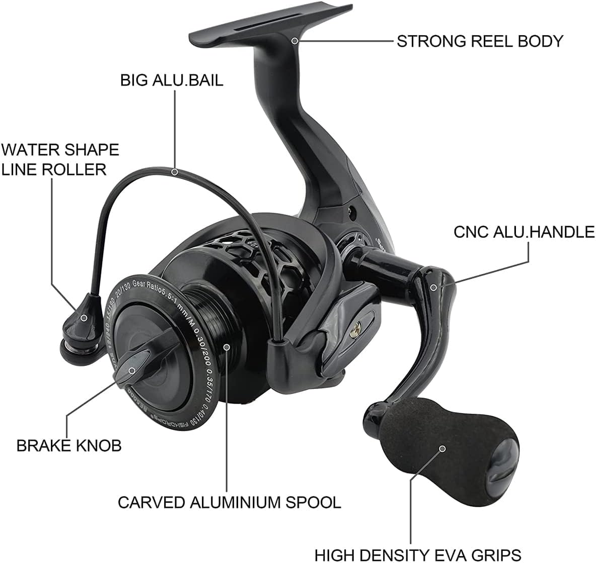 Spinning Fishing Reels 12+1BB Ultra Lightweight Carved Aluminum Spool Reels Affordable Smooth Spinning Reels