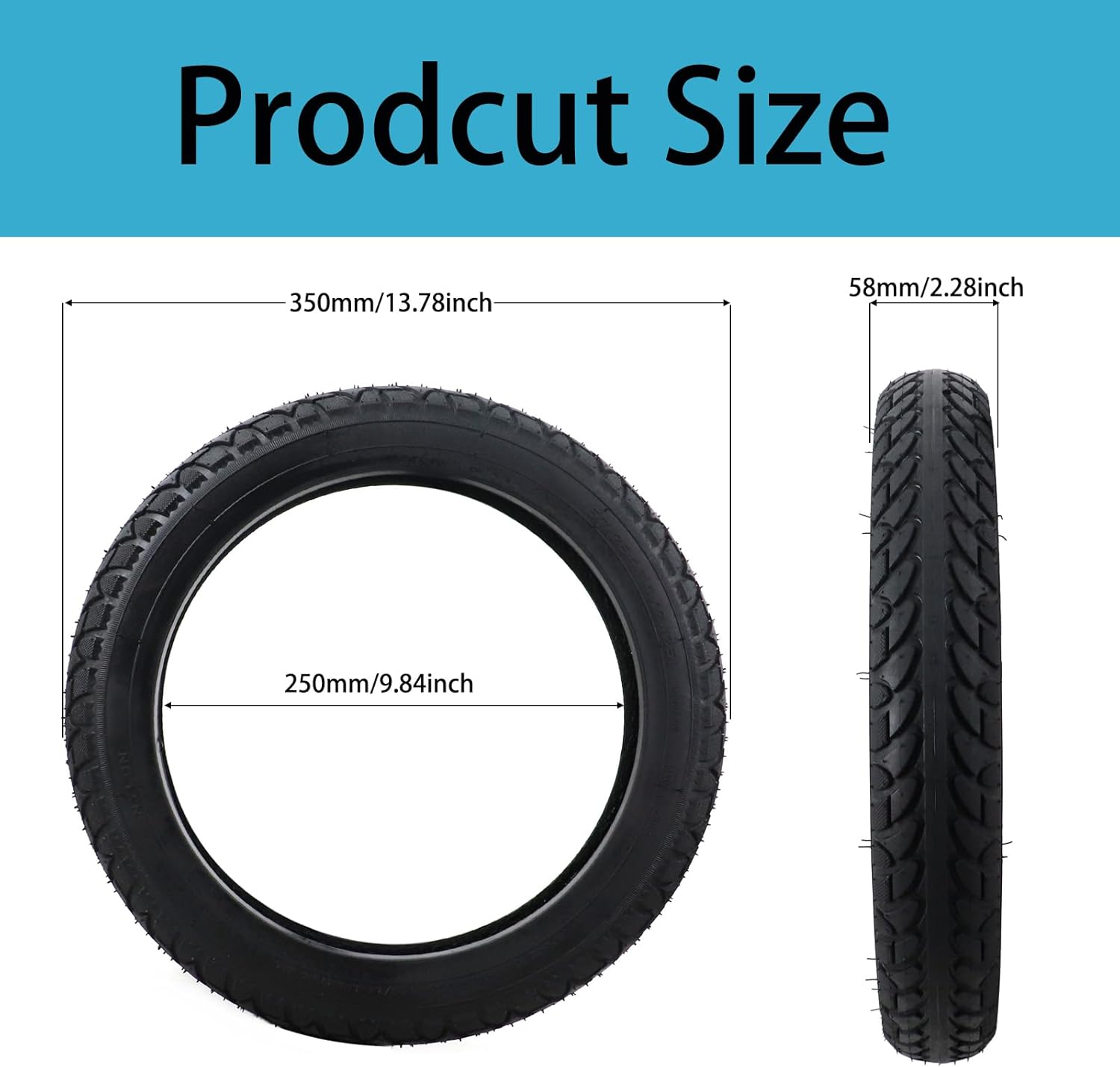 14 x 2.125 Tubeless Tire with Angled Valve?14 inch Thickened Tubeless Tires Compatible with Electric Scooters, E-Bike 14x2.125/57-254 Folding Electric and more
