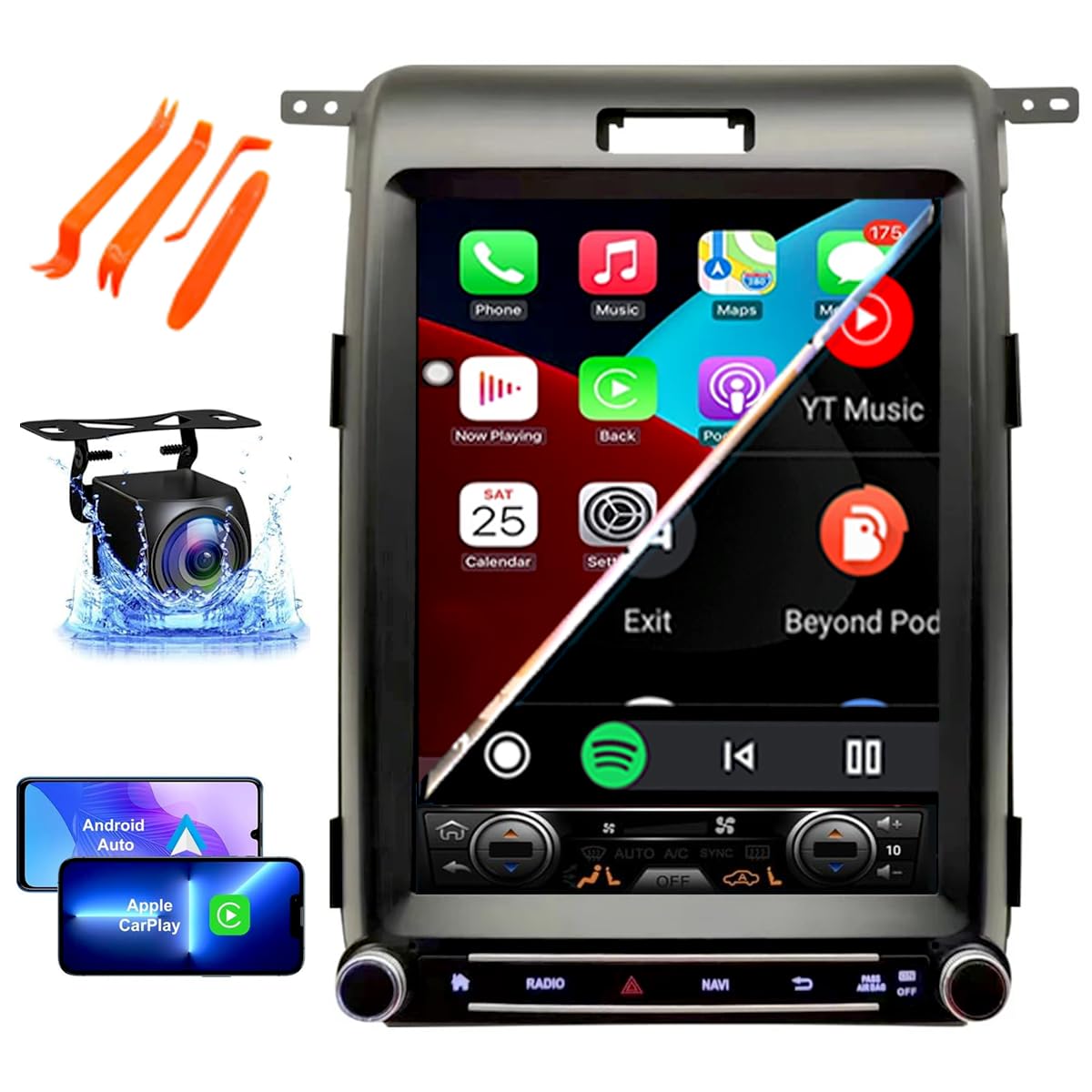 liyidaing for Ford F150 2013 2014 Car Radio Upgrade Android 13 Stereo Replacement 12.1inch Touch Screen 8core CPU Tesla Vertical Screen Style Support