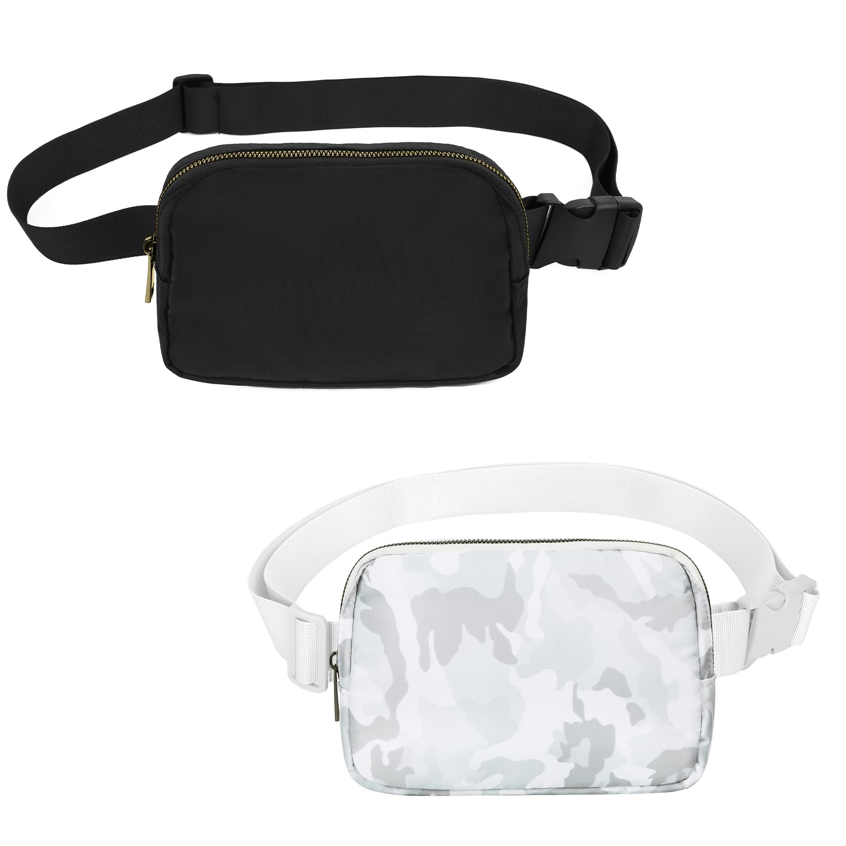 VOROLO Fanny Pack Women And Men Crossbody Bag Black+Camo White