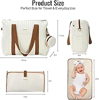 Vista 9 de Diaper Bag Tote for Moms, Baby Hospital Bag with Insulated Bottle Pockets, Changing Pad & Stroller Straps