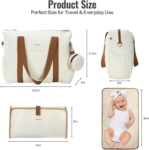 Miniatura 9 de Diaper Bag Tote for Moms, Baby Hospital Bag with Insulated Bottle Pockets, Changing Pad & Stroller Straps