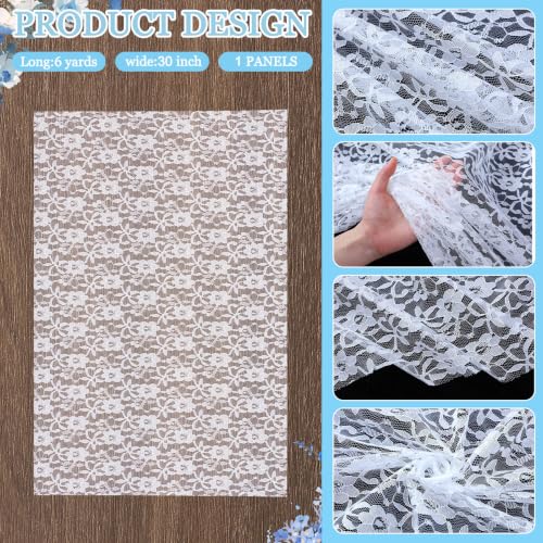 Image of HunnmingRe 1 Panel White Wedding Arch Draping Fabric Summer 30 inch X 18 FT Lace Wedding Arch Drapery Embroidered Boho Rustic Backdrop Vintage Decor for Bridal Shower Church Ceremony Decoration