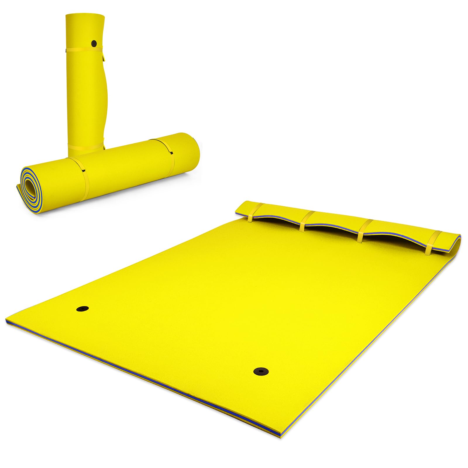 Homasis Colchoneta Piscina de 3 Capas de Espuma XPE con Diseño de Almohada, Flotador de Agua Enrollable, Esterilla Flotante para Mar, Playa, Océano
