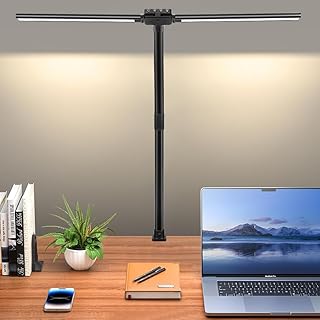 Lâmpada de Mesa de Led com Cabeça Dupla, Luminaria de Mesa, Luminária De Mesa, Lâmpada de Mesa Do Escritório, Abajur de Mesa com Braço Duplo, Luminaria de Mesa Led, Última Lâmpada de Escritório