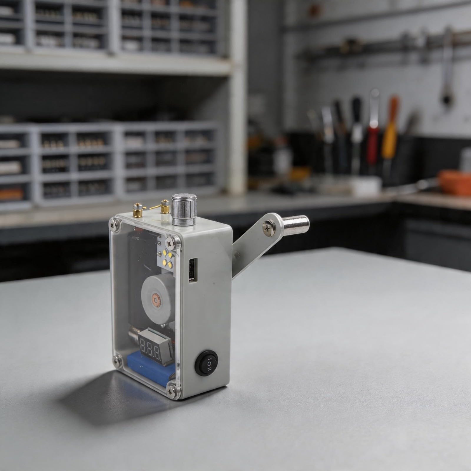 Générateur à manivelle avec allumage plasma et lumière COB pour éclairage de camping en plein air chargeur USB (version 1,2 V)
