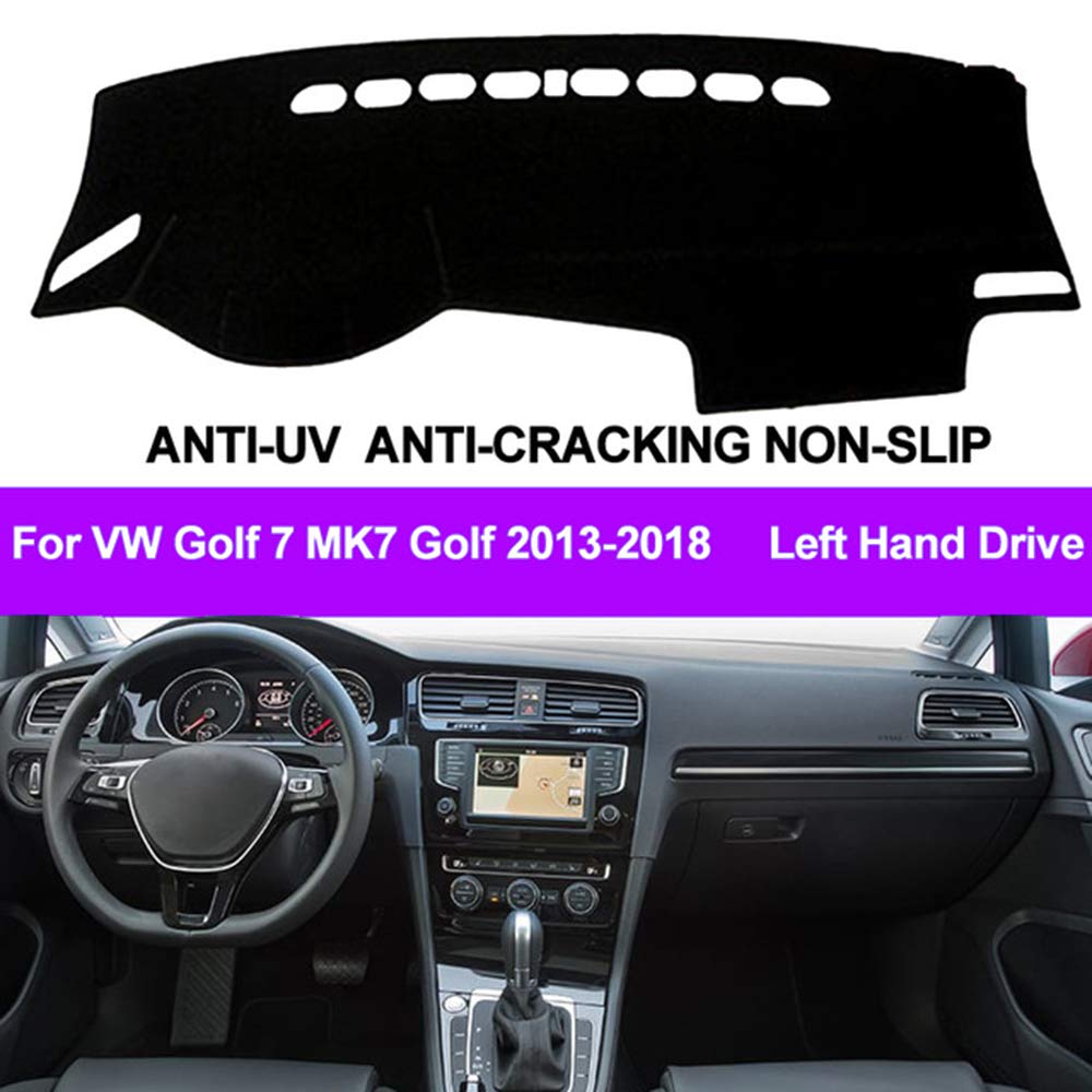 Oneuda Flannel Dashmat Dashboard Cover Dash Pad Car Mat Carpet Sun Shade for Volkswagen VW Golf 7 MK7 Golf 2013 2014 2015 2016 2017 2018 Golf7 Anti-Slip Dash Board Cover