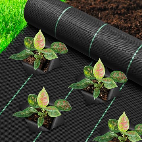 Sunifier Garden Weed Barrier Fabric, Heavy Duty Landscape Fabric, Ground Cover Weed Blocker Cloth, Landscaping Fabric for Garden, Vegetable Beds, Path Way (1.4 FTx200FT)