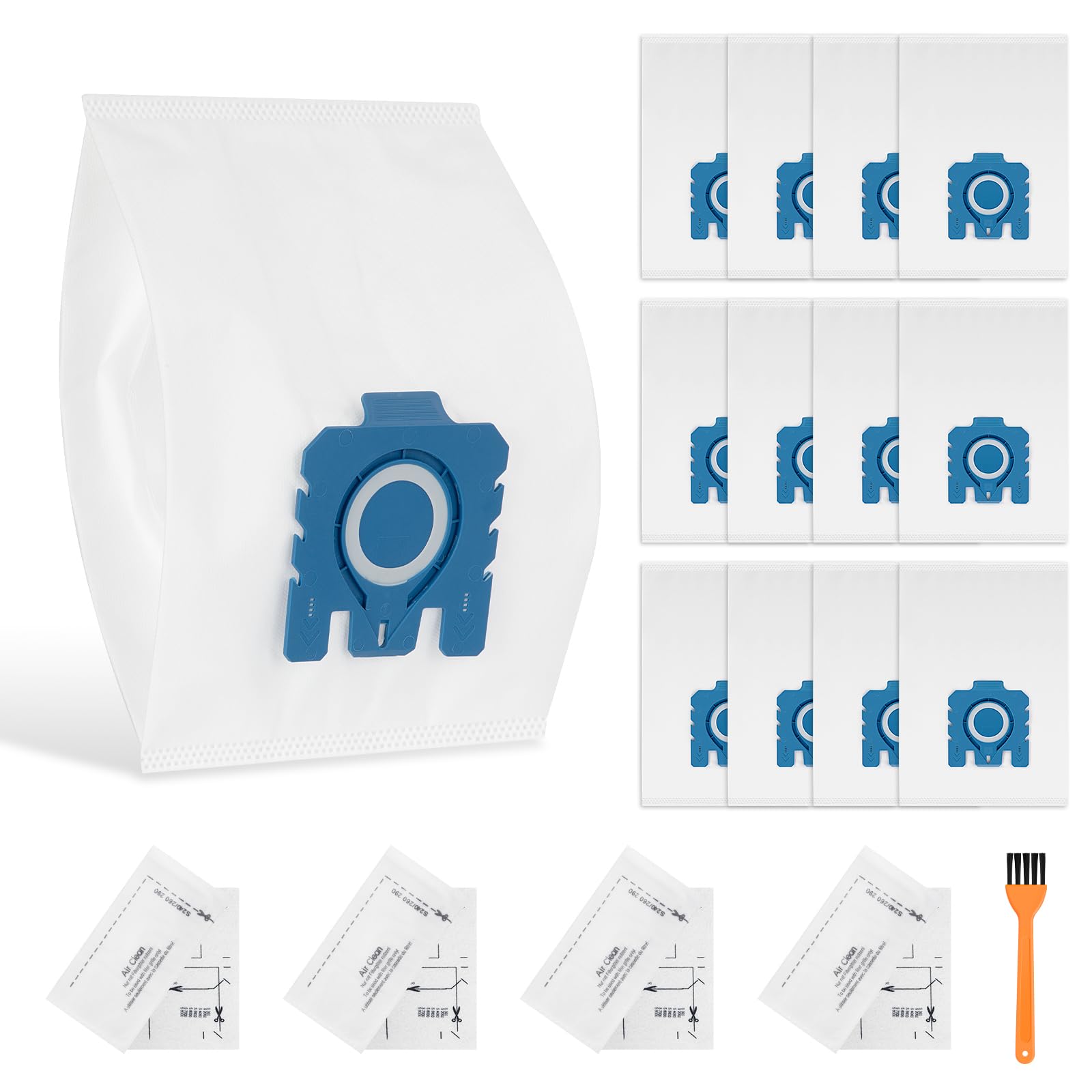 12 Sacchetti OWISUEE Per Miele Aspirapolvere (Tipo GN) + 4 Filtri – Compatibili Con C1, C2, C3, S5, S8 – Microfiltrazione 5 Strati