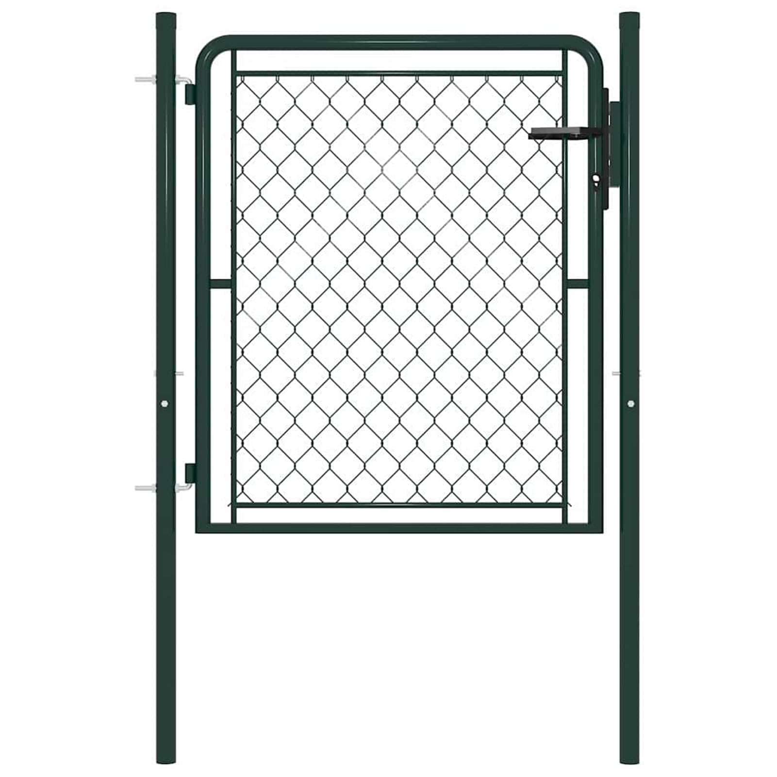 Cancello da giardino in acciaio, 100 x 150 cm, verde, resistente alla ruggine, con maniglia e lucchetto, altezza pannello 100 cm, per esterni
