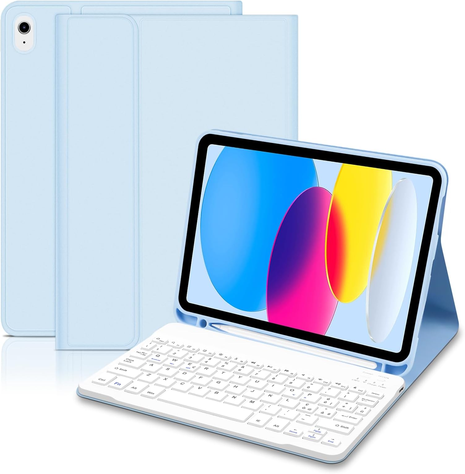 Tastiera Ipad Logitech Custodia Con Tastiera Bluetooth Per IPad 9/8/7 E Air 3 - Tastiera Magnetica Rimovibile Italiana Cover Con Tastiera Per Ipad - Foto 5