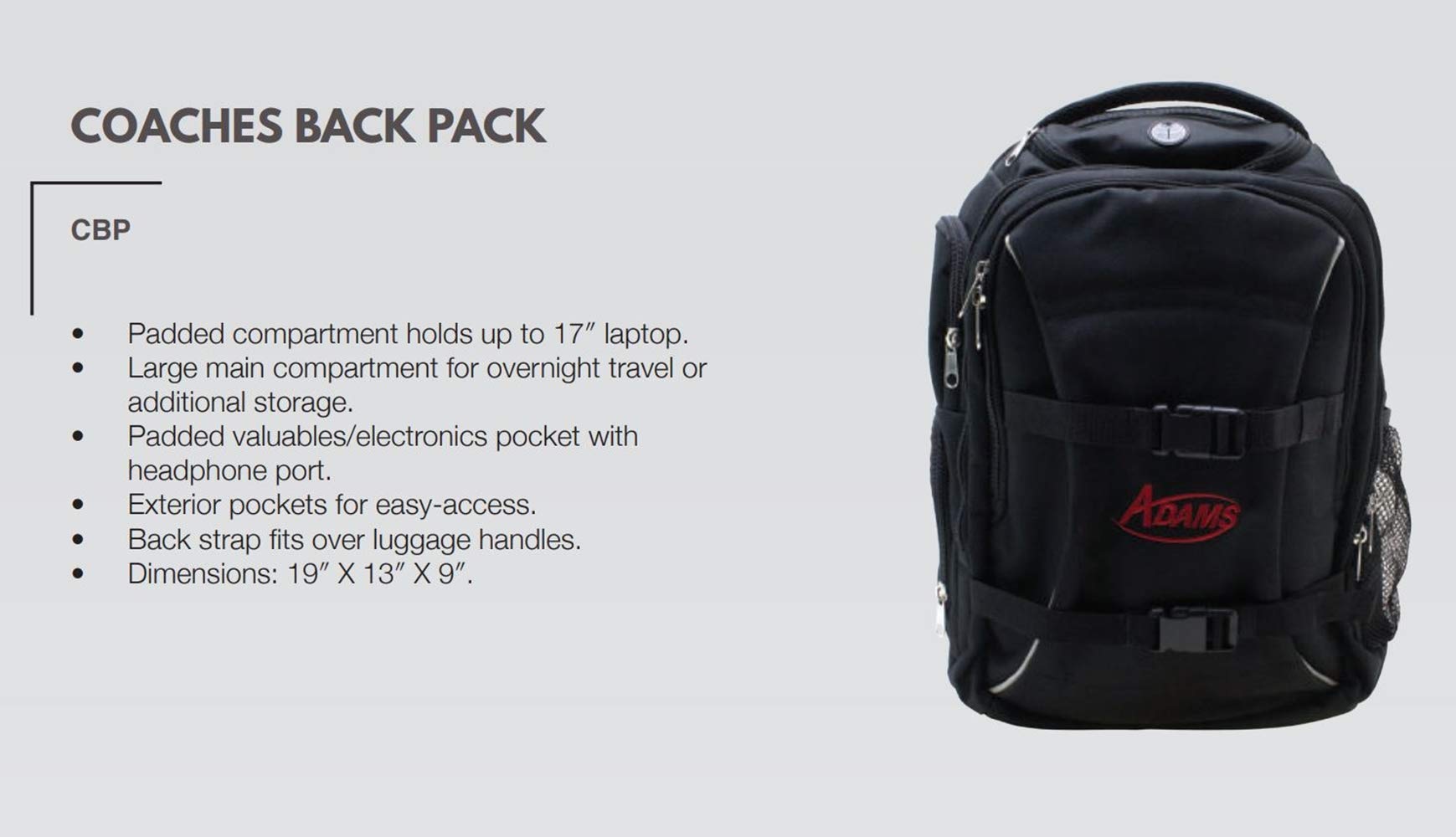 ADAMS USA Coach's Travel Backpack with Laptop Sleeve Black, One Size :  Amazon.ca: Electronics