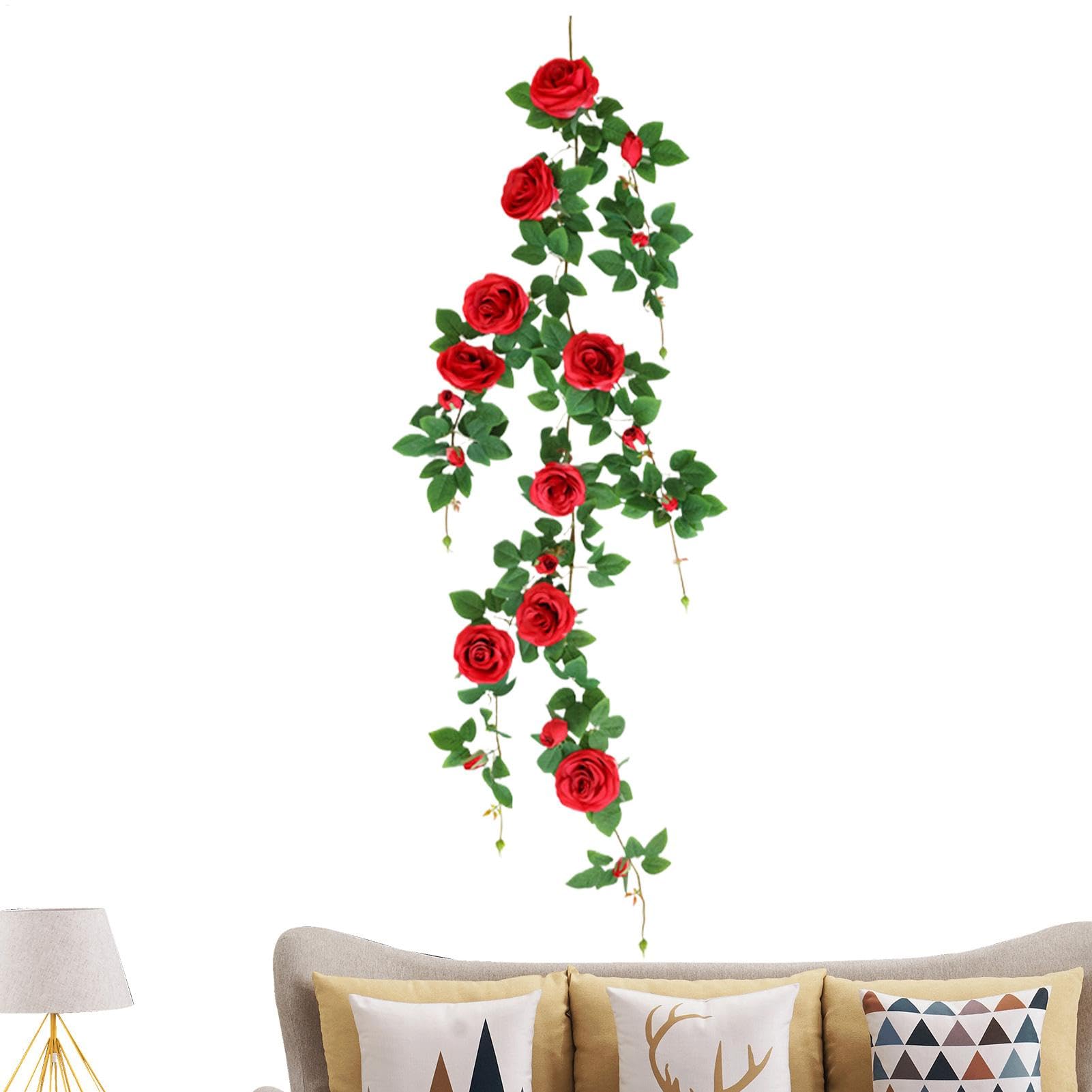 Plante artificielle rose liane 1M70 pour habiller un mur vide sans entretien