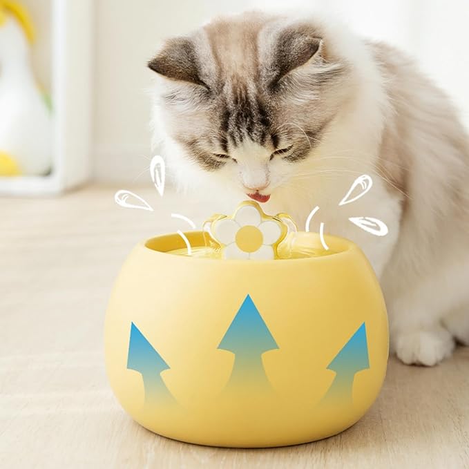 Bebedero Automático para Gatos de Cerámica, 1.5L, Silencioso, Color Amarillo miniatura 7