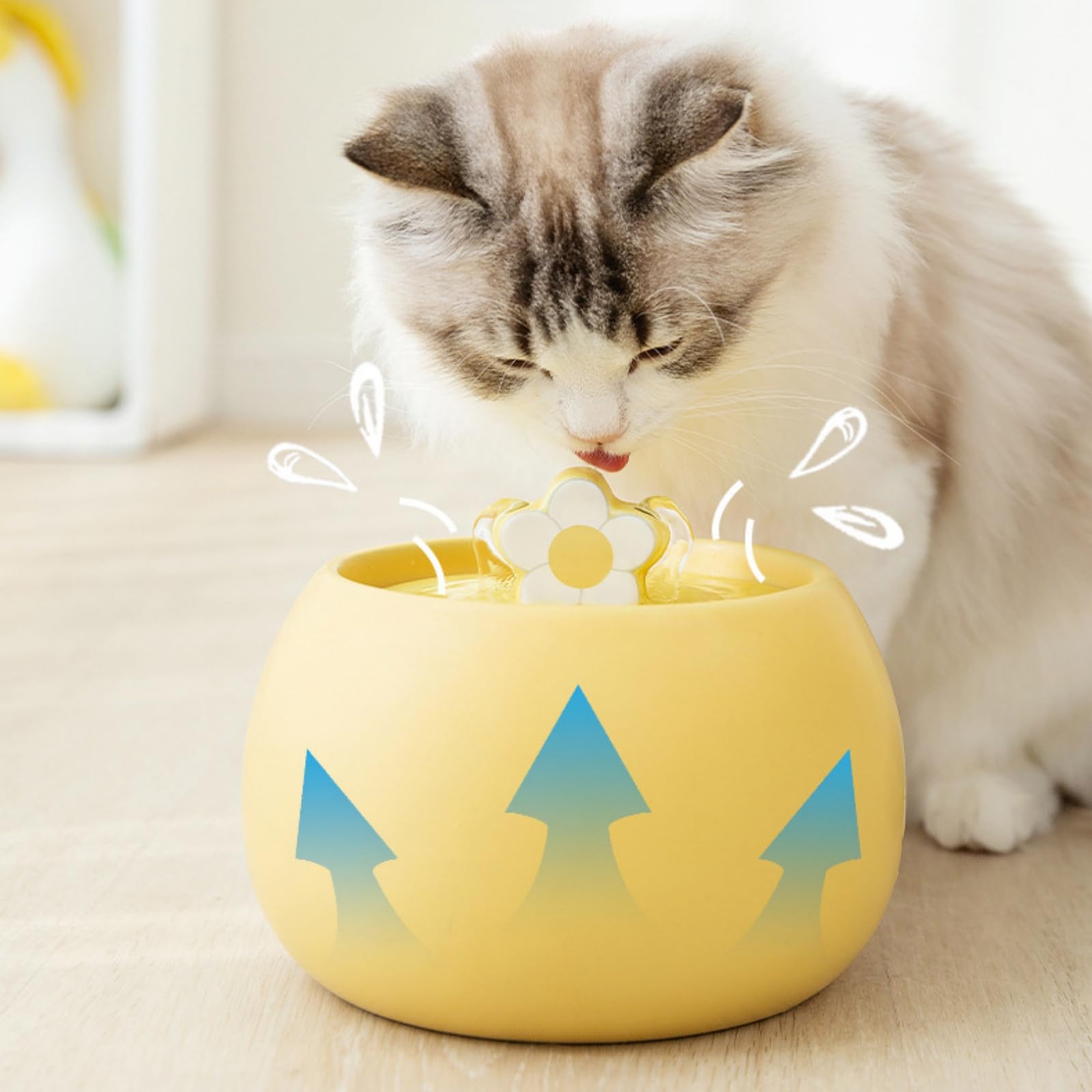 Distributore d'acqua per gatti in ceramica, 1,5 l, ultra silenzioso, automatico, per gatti, animali domestici, fontanella per interni, con filtro a carbone attivo dal design carino, perfetto