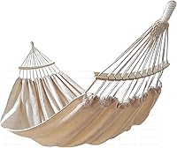 Vista 24 de Hamaca brasileña doble para 2 personas, extragrande, de lona, algodón, 98 x 65 pulgadas, longitud total 137.8 pulgadas, capacidad de carga de 500