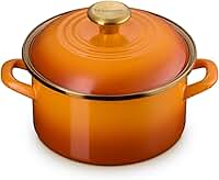 Le Creuset Esmalte em panela tradicional de aço, 3,8 qt., caqui com detalhes dourados