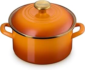 Le Creuset Esmalte em panela tradicional de aço, 3,8 qt., caqui com detalhes dourados